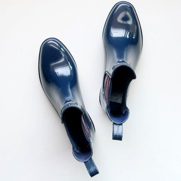 Nautica Navy Rubber Chelsea Rain Boots Waterproof Pull-On Logo Ankle Booties 8 - Picture 14 of 16